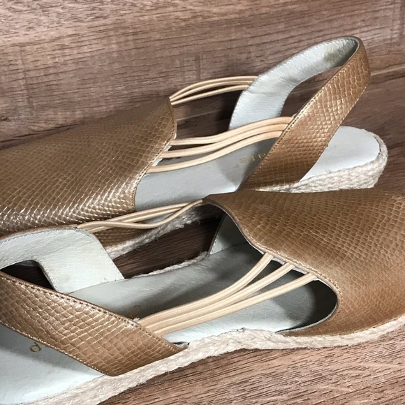 David Tate June Slingback Sandal Womens 9 WW Metallic Matte Gold Espadrille - Picture 9 of 15